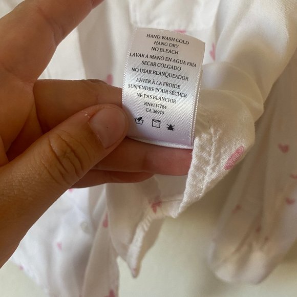 Rails Anthropologie Womens Blouse Crop Val Scribble Heart Size M Button Up White - Picture 14 of 16